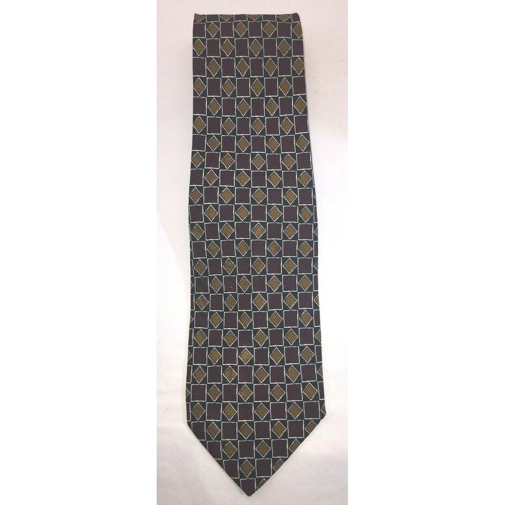 NOS Robert‎ Talbott Bunce Brothers Shades Brown Geometric Neck Tie 56" Long